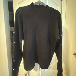 Verve Ami Classic Black Women's Sweater With Open Button down sweater.